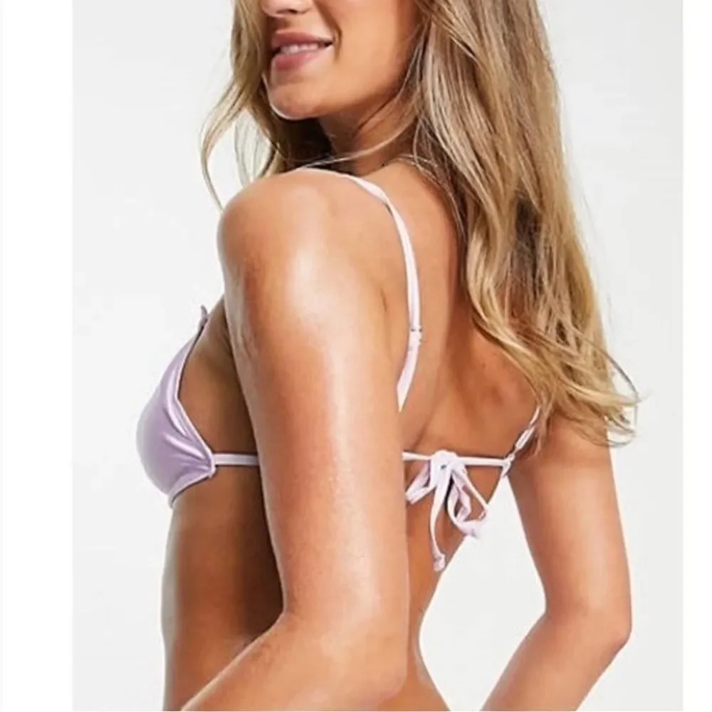 Topshop Lilac Shiny Frill Bikini Top